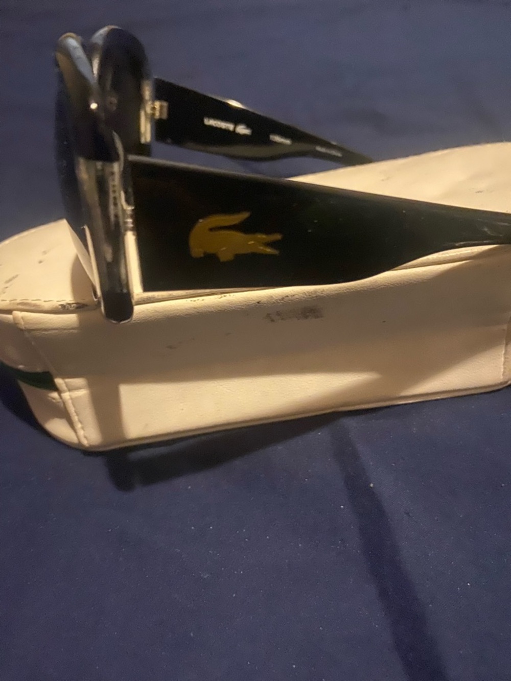 Lacoste Black Sunglasses with Gold Croc Accent